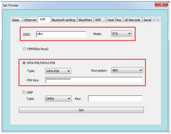 WIFI Printer Parameter Setting Instruction